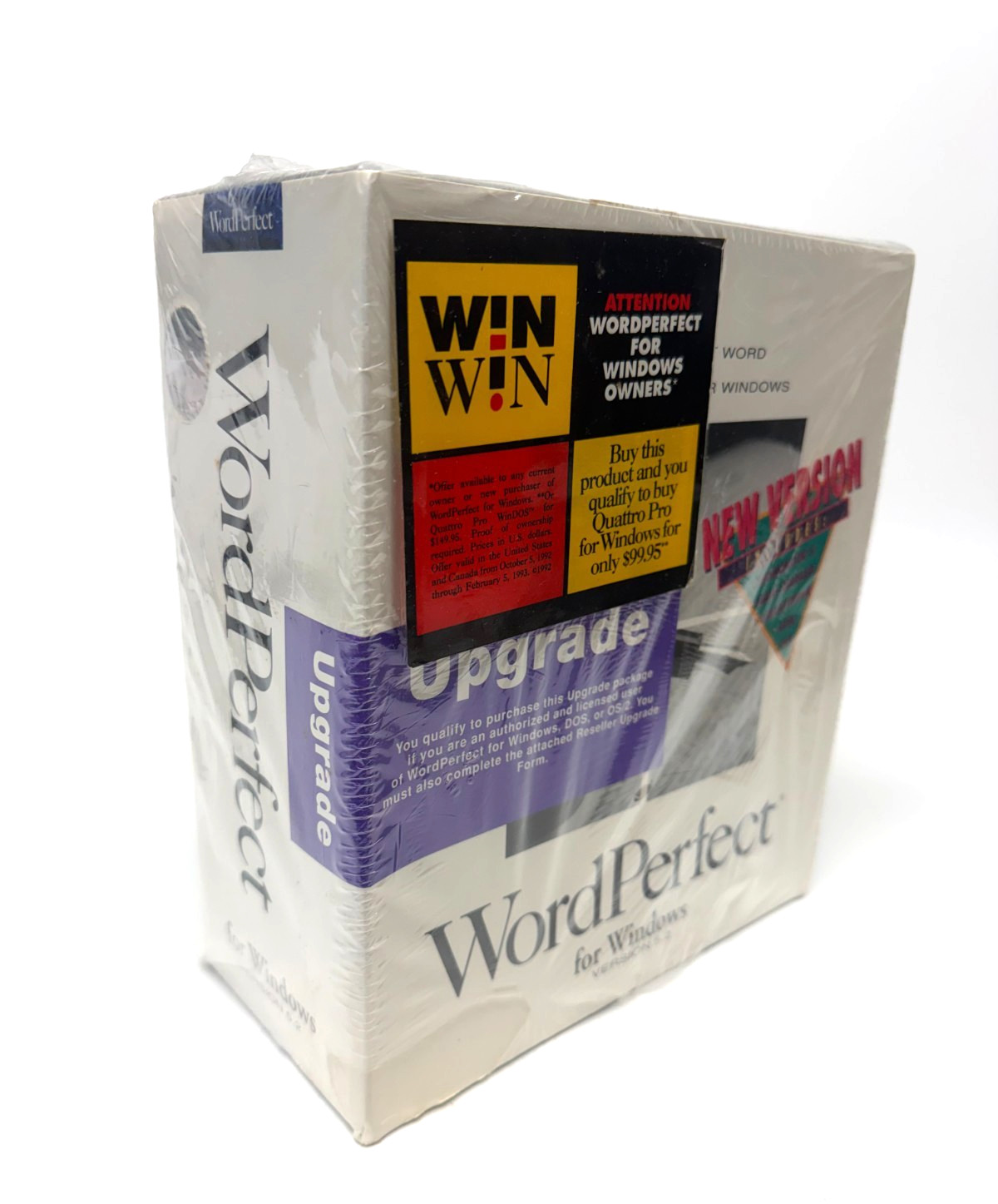 VTG WordPerfect 5.2 for Windows Upgrade 5.25" HD Floppy Factory Sealed NOS