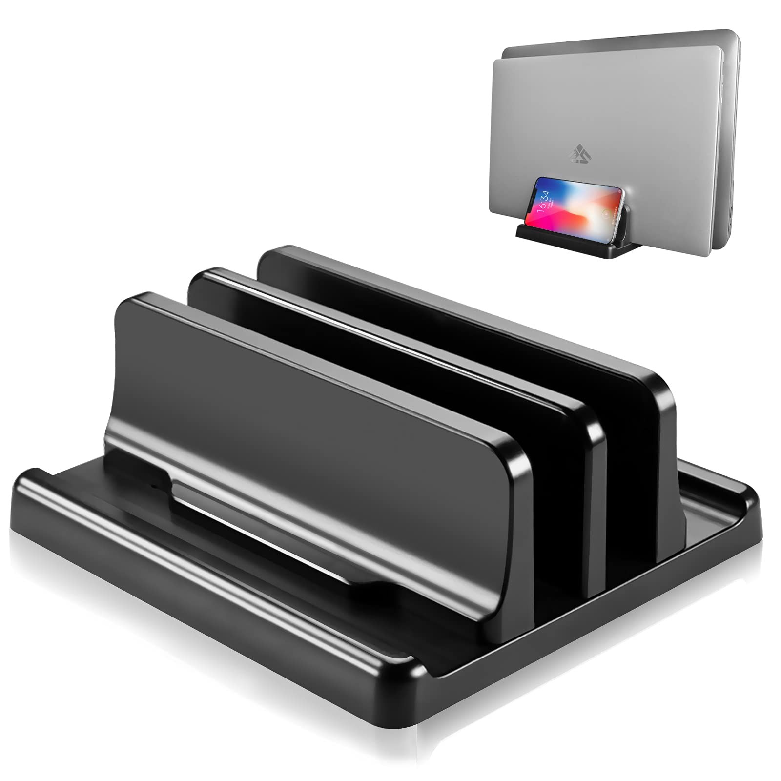 Vertical Laptop Stand, Adjustable Width Desktop Organizer for MacBook, iPad, ...