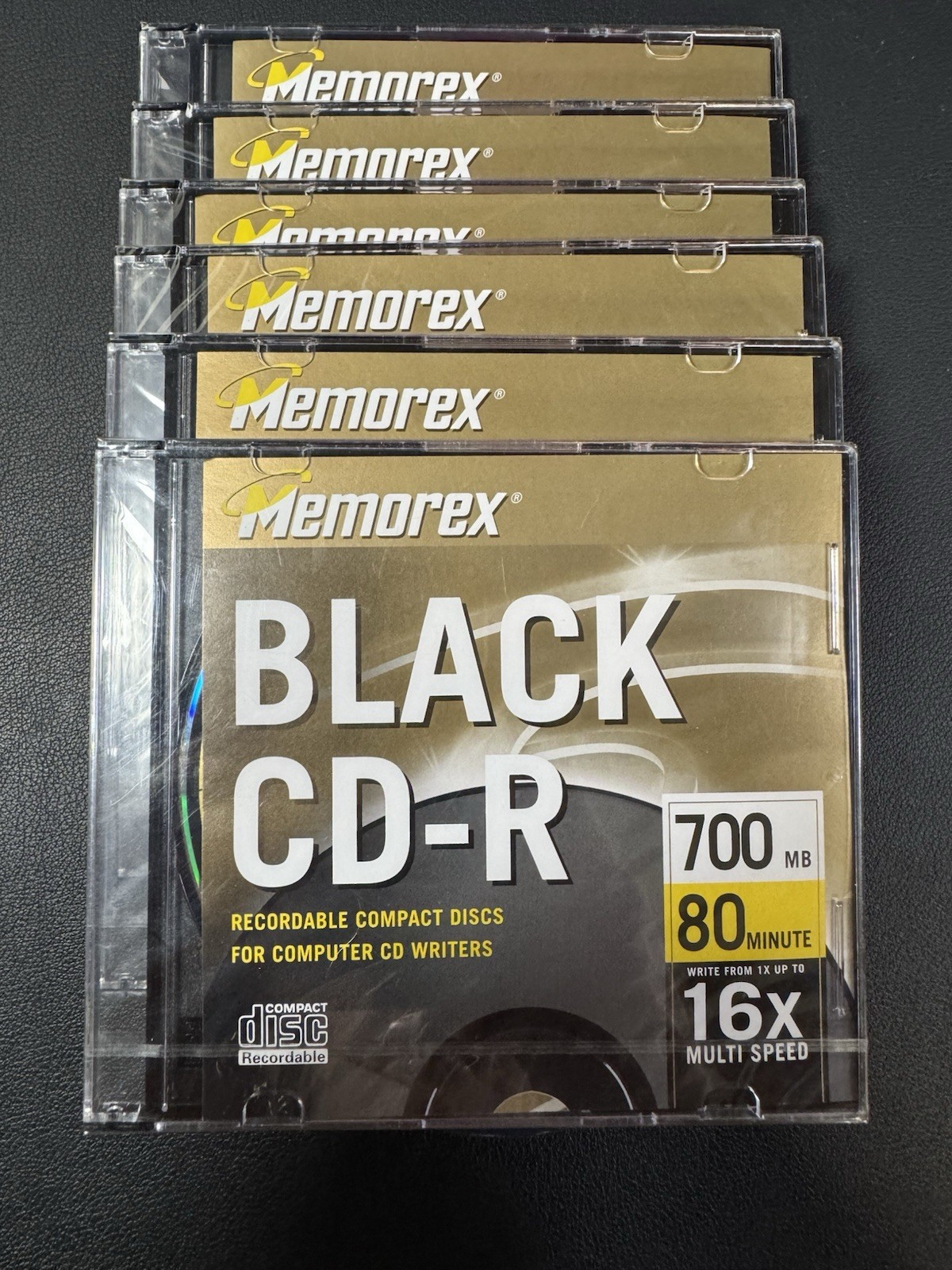 6x single Pack Memorex Black Recordable CD-R 700 MB 80 min 1x-16x Speed * NEW *