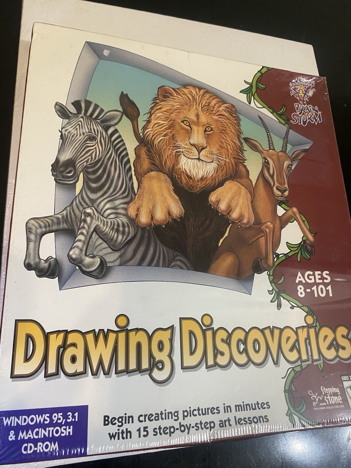 Drawing Discoveries BrainStorm / Stepping Stone Sealed VTG Retro Pc Games Cd Rom