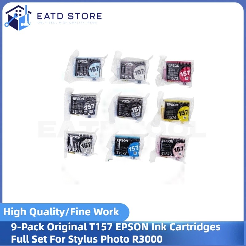9-Pack Original T157 EPSON Ink Cartridges Full Set For Stylus Photo R3000