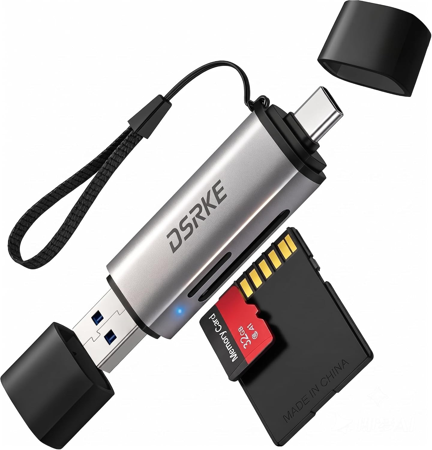 SD Card Reader USB C, Dual Slot USB 3.0 Micro SD Adapter, Space Gray
