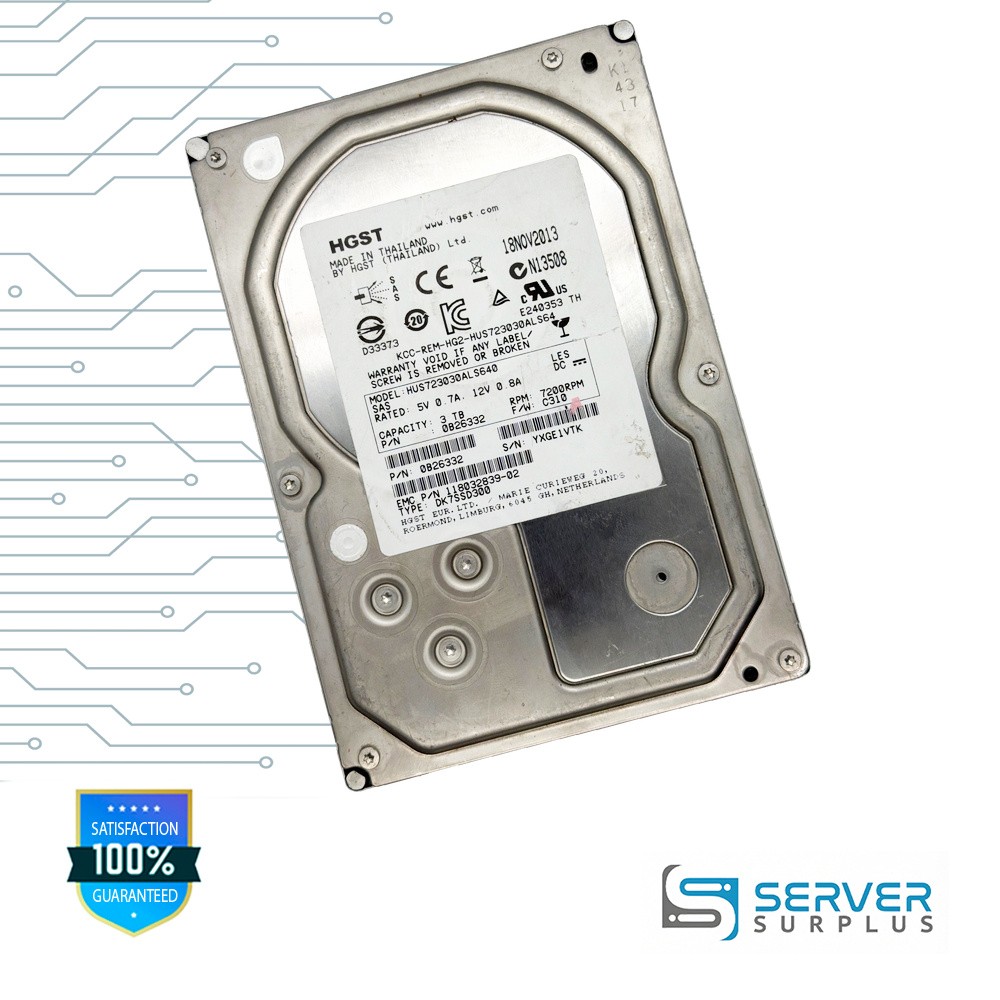 EMC HUS723030ALS640 3TB SAS 7200 RPM 3.5 in Enterprise HDD | 118032839-02