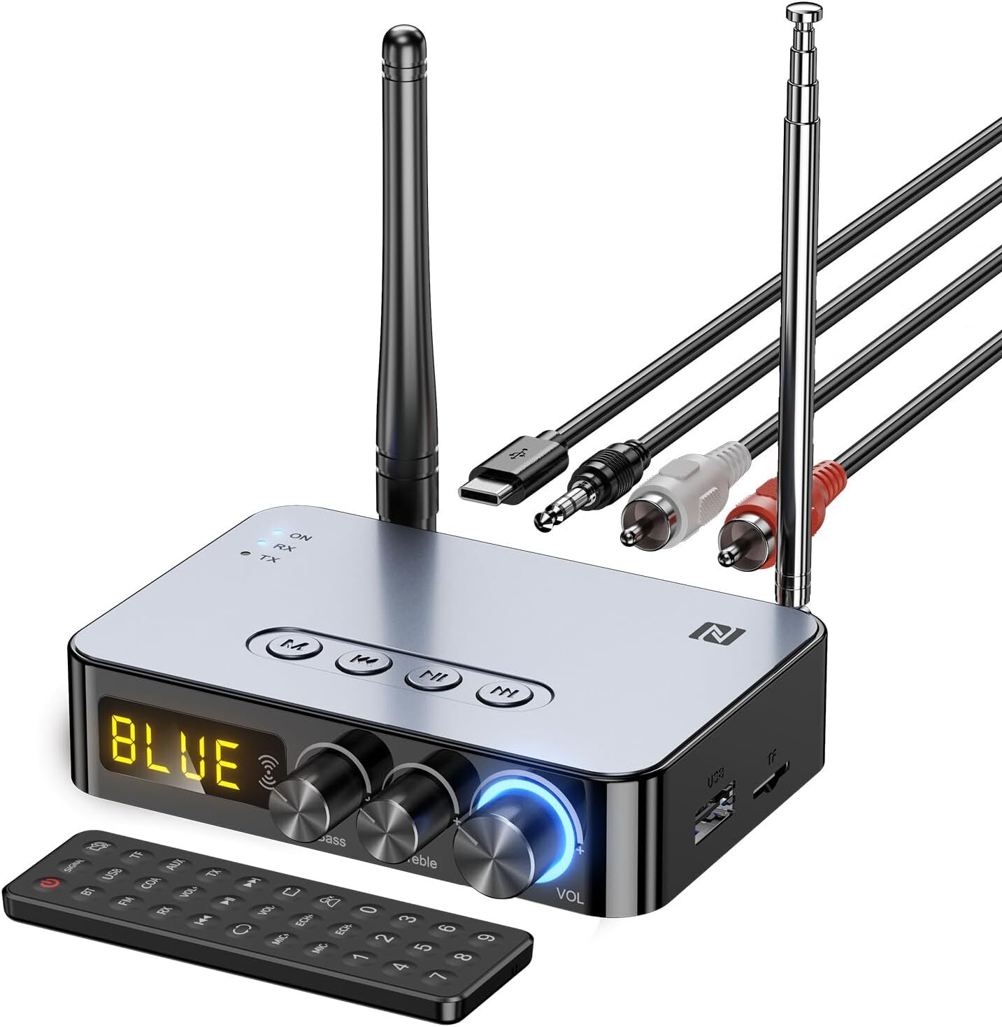 Bluetooth 5.1 Audio Receiver Transmitter 4-in-1 (with Remote) for Home TV new