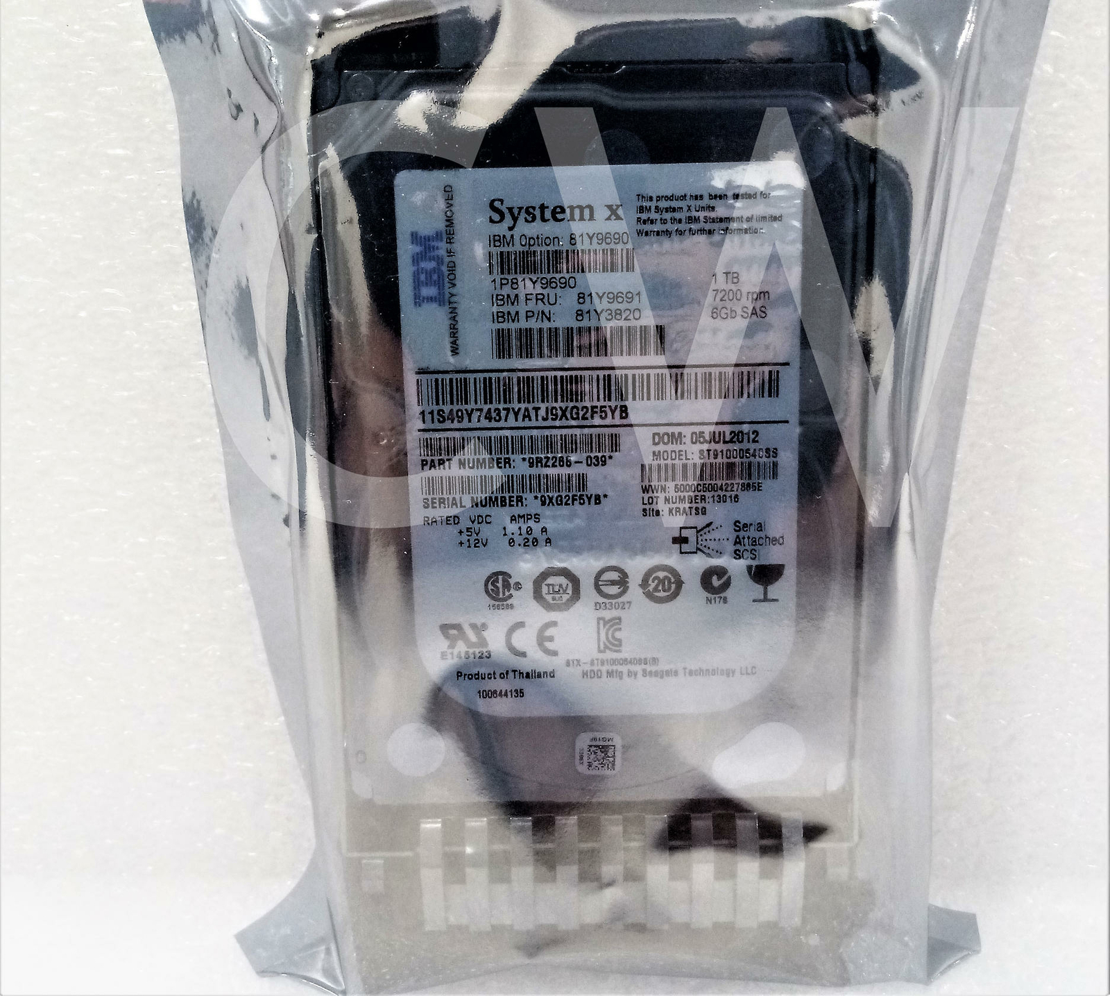 IBM 81Y9690 81Y9691 81Y3820 1TB 7.2K RPM 6Gb/s 2.5" SAS HDD Hard Drive