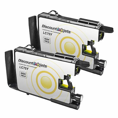 2PK LC75Y for Brother LC75 YELLOW Ink Cartridge MFC-J280W MFC-J625DW MFC-J6510DW