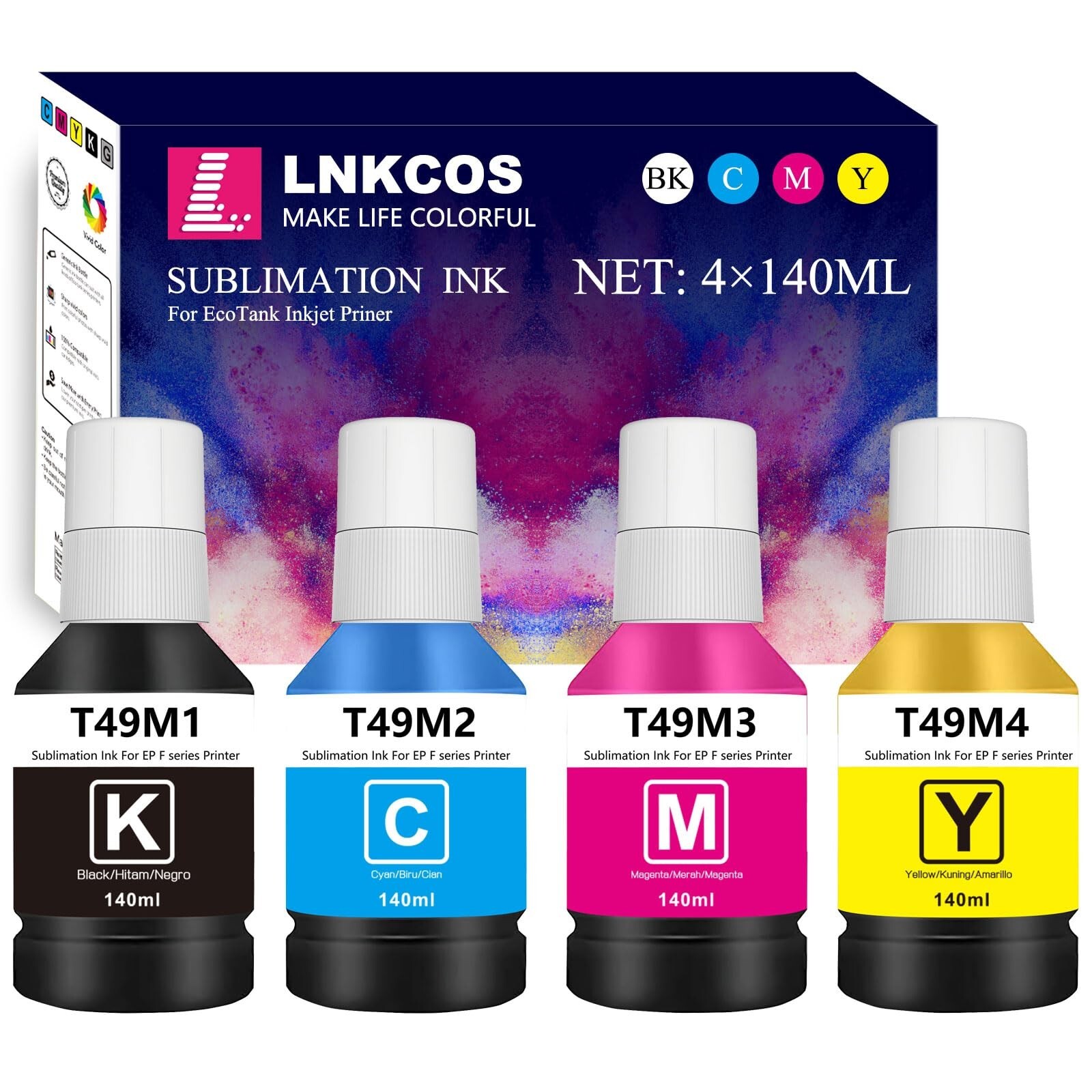 T49M 4×140ML T49 T49M Sublimation Ink for Epson SureColor F170 F570 Printer