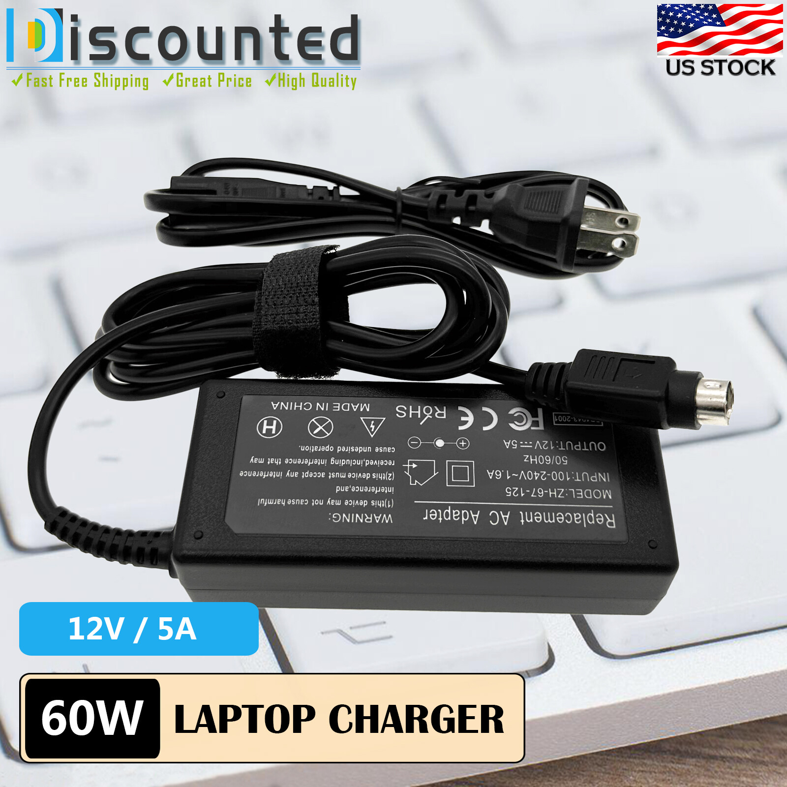 4-Pin NEW AC Adapter For VIEWSONIC LSE9901B1260 LCD MONITOR Power Cord Supply