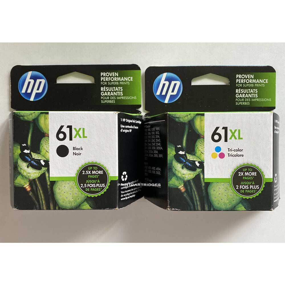 HP 61XL Black and Color Combo Ink Cartridges Set Genuine NEW