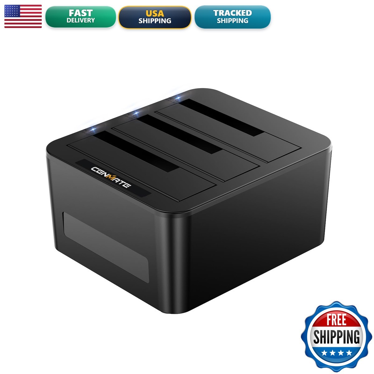 CENMATE 3 Bay HDD/SSD Enclosure 2.5"/3.5" SATA USB 3.0 Hot Swap Tool-Free
