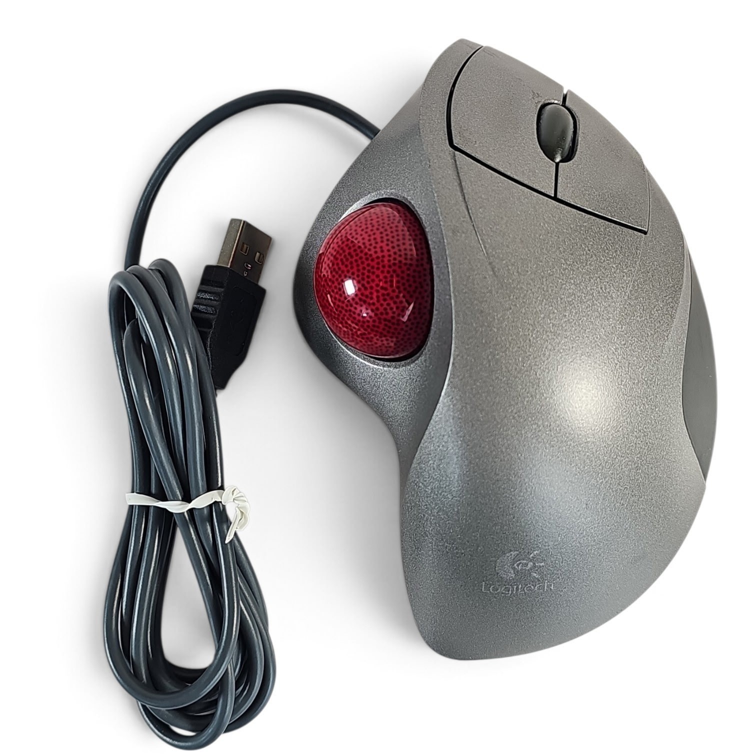 Logitech TrackMan Wheel Mouse T-BB18 Optical Trackball Mouse Dark Silver