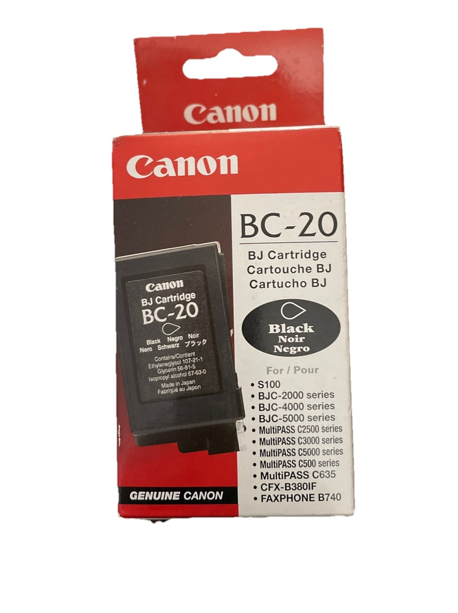 Genuine Canon BC-20 Black BJ Printer Ink Cartridge New