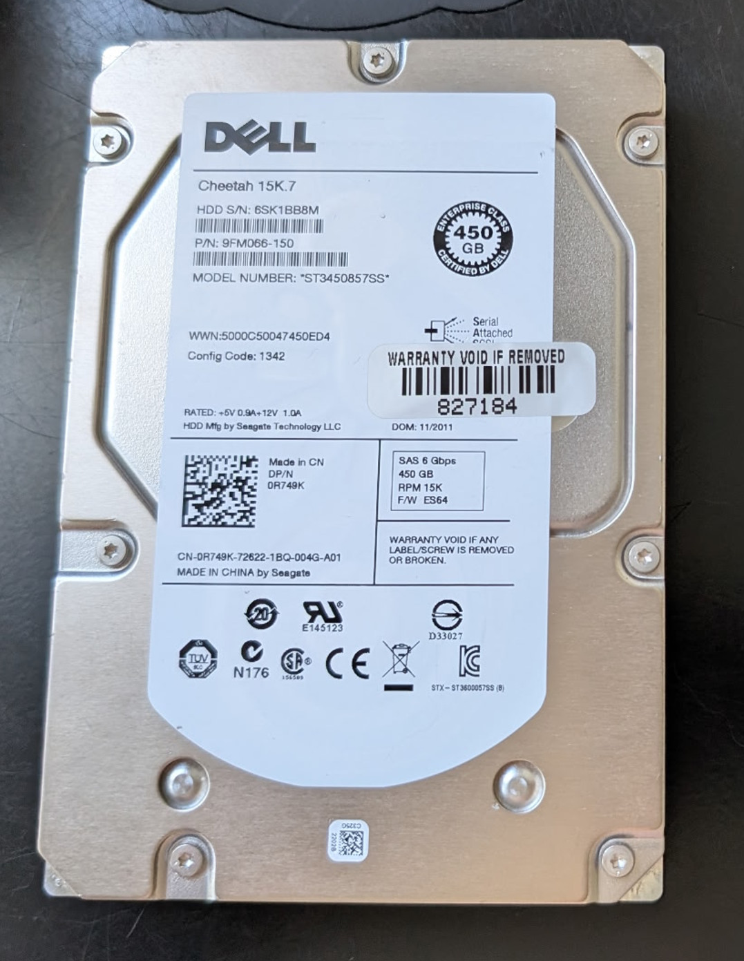 Dell Seagate Cheetah 15K.7 450GB 15K SAS 6Gb/s 3.5" HDD ST3450857SS R749K