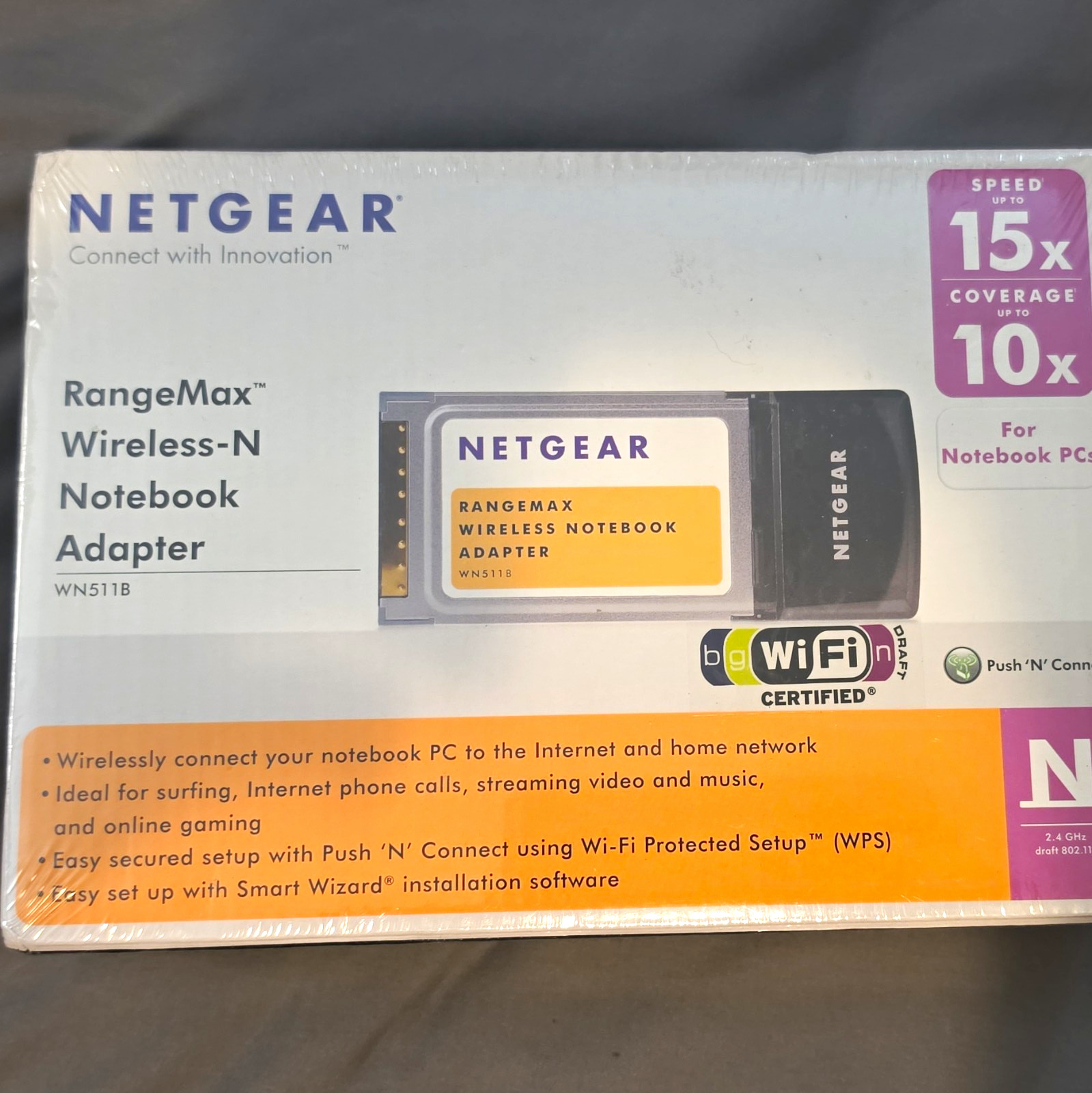 NETGEAR RangeMax Wireless-N Notebook Adapter WN511B PC Card Type II 300 Mbps