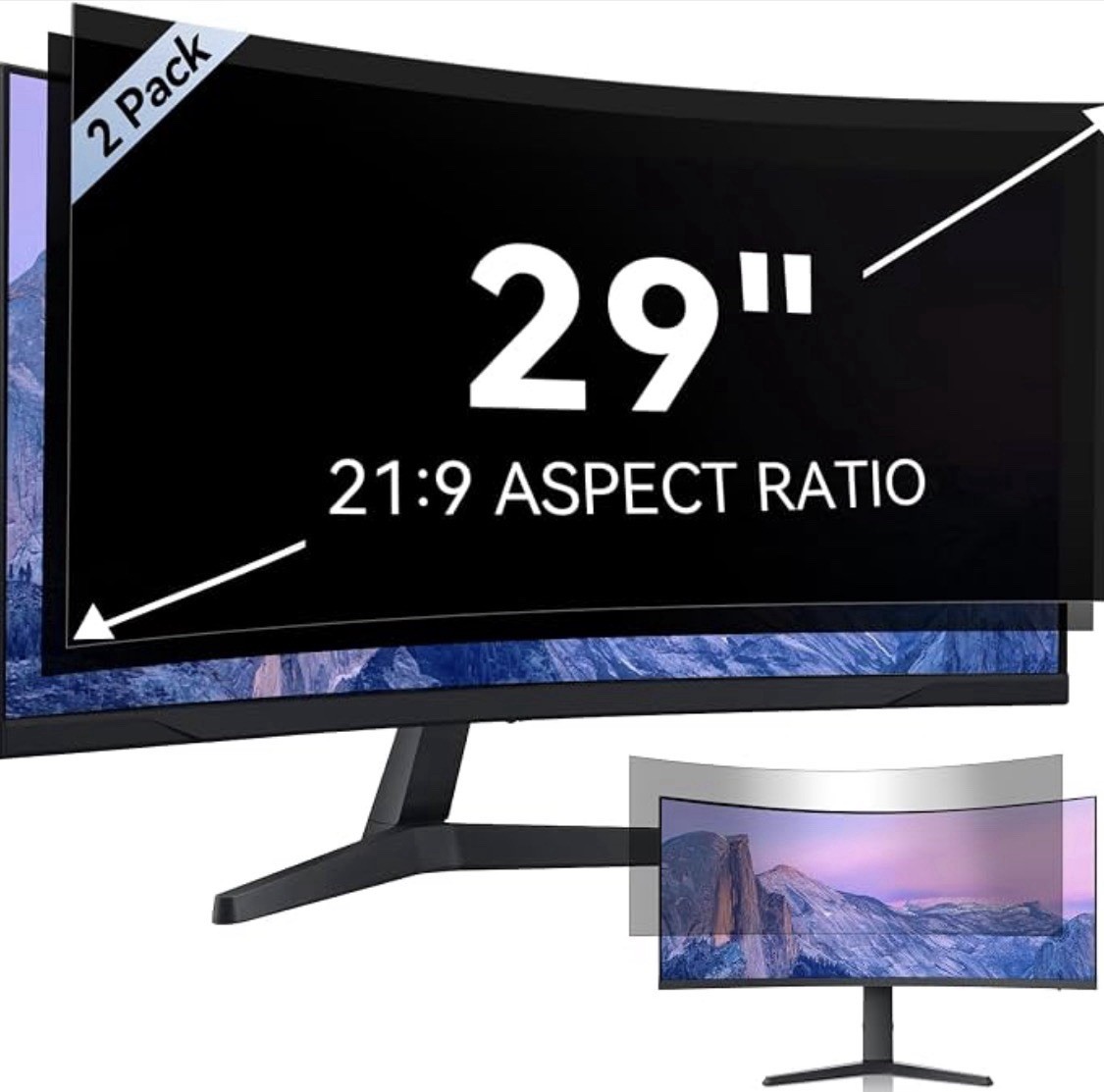 2pk 29” HD Privacy Screen Widescreen 21:9 Aspect Anti-Glare UV Reduce Blue Lite