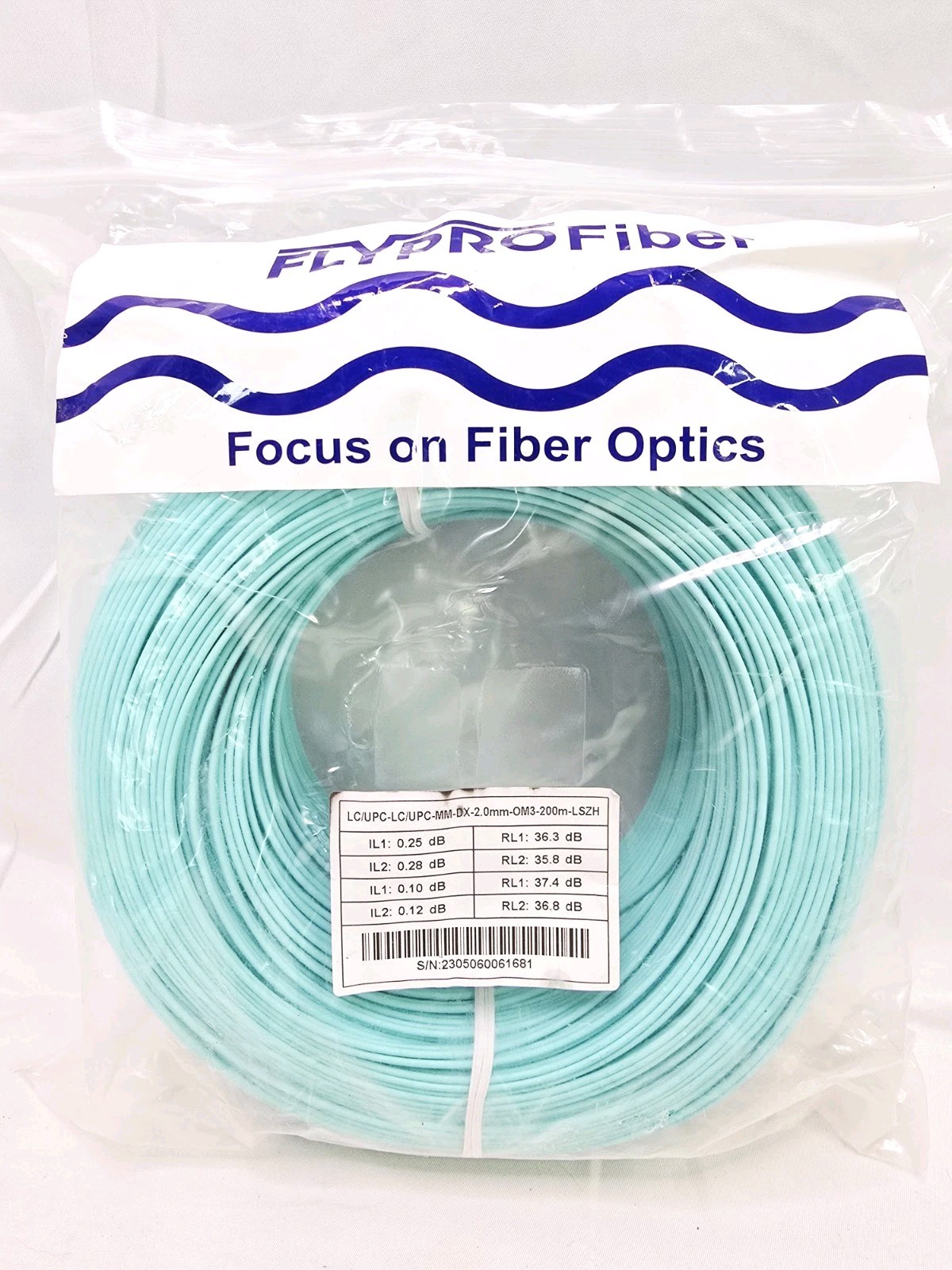 200M 656FT OM3 LC UPC to LC UPC Duplex Fiber Optic Cable 50/125um LSZH 10G