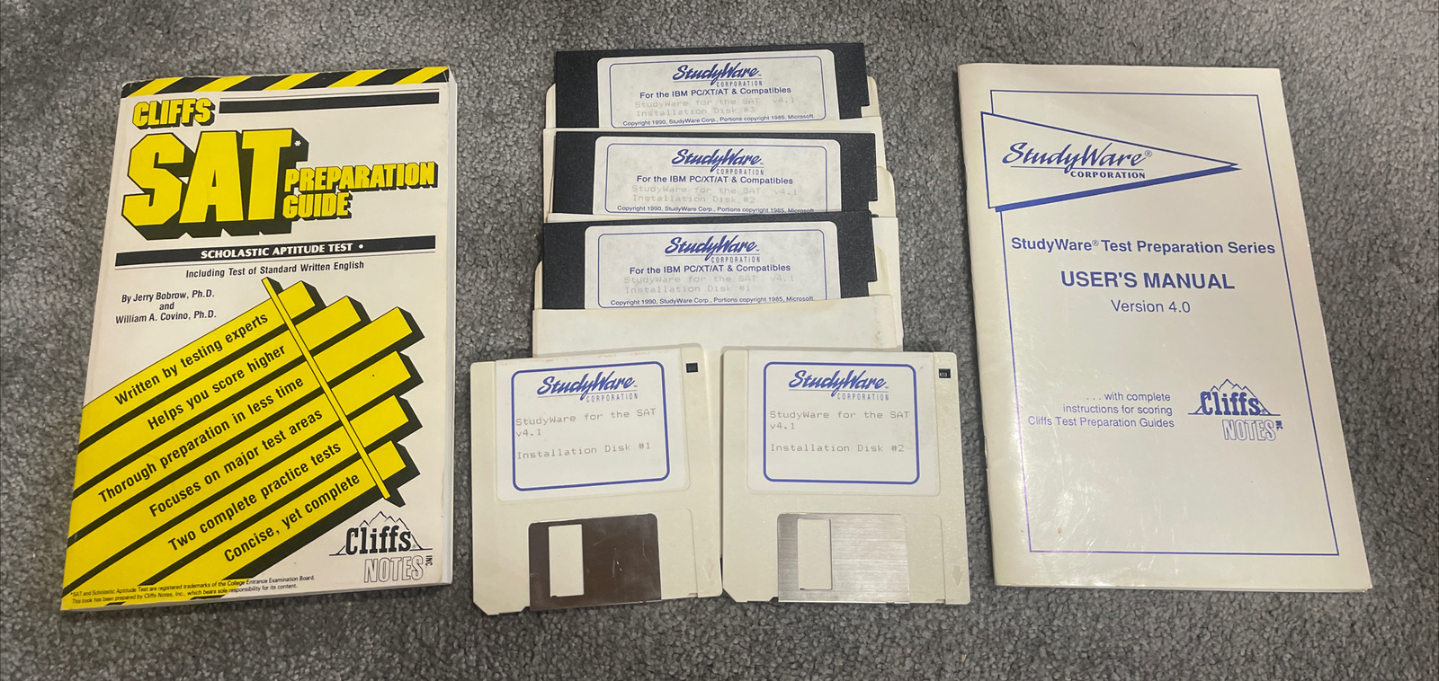 Study Ware for the SAT CLIFFS Prep Guide Vintage Software IBM PC 5 1/4 & 3 1/2