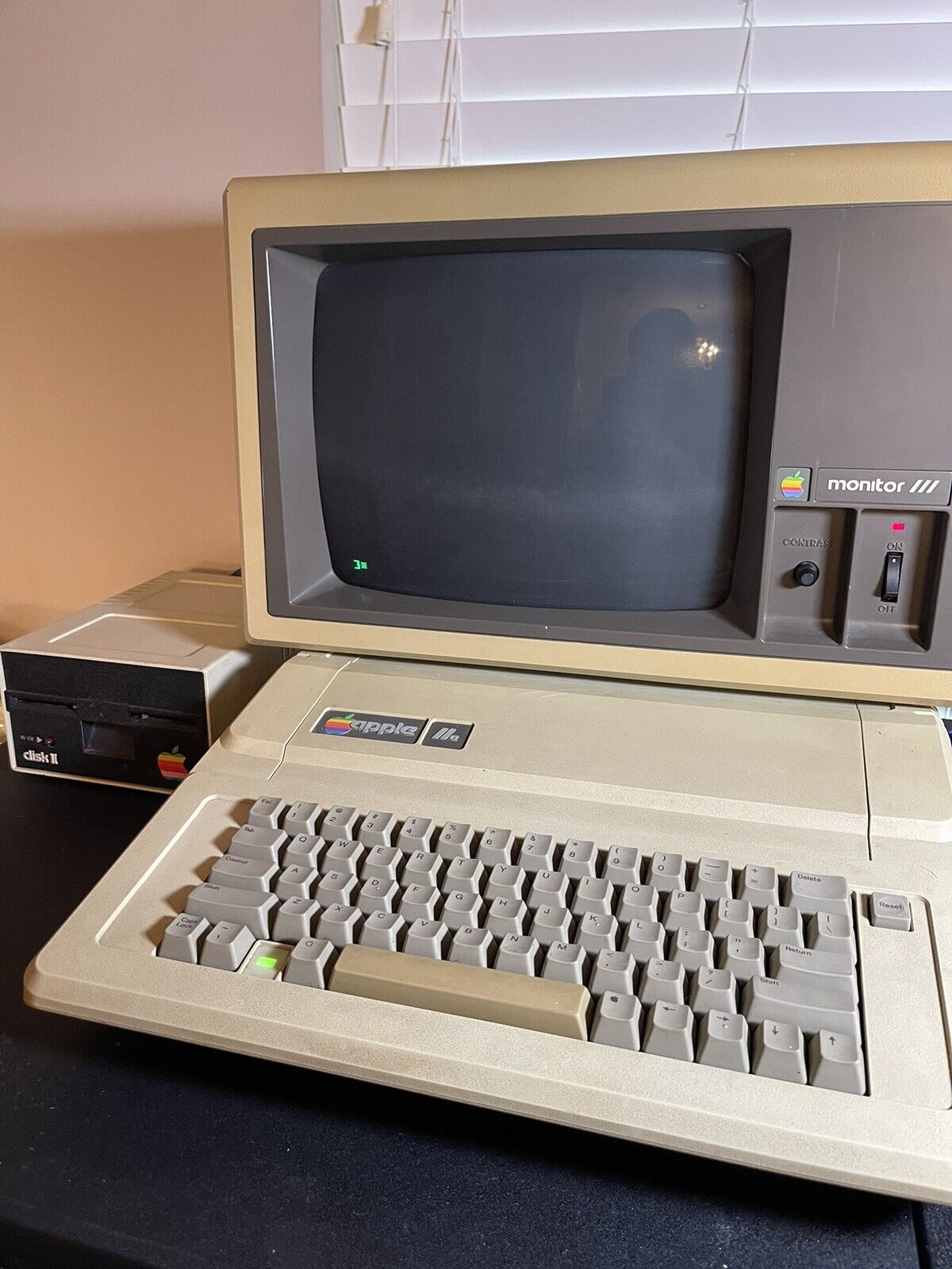 Apple IIe Computer w Monitor III A3M0039, 1 Disk Drive - New RIFA Cap, Cleaned