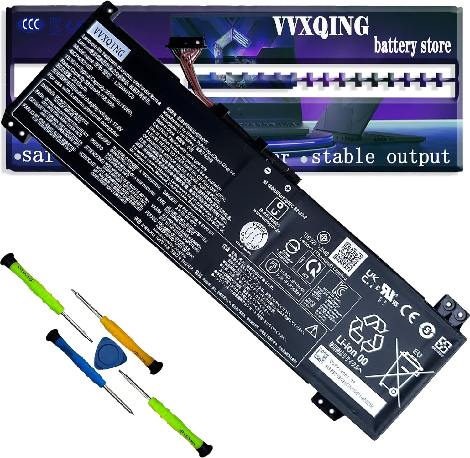 L20M4PC0 60Wh 3910m L20C4PC0 AhLaptop Battery Replacement for Lenovo Legion 5