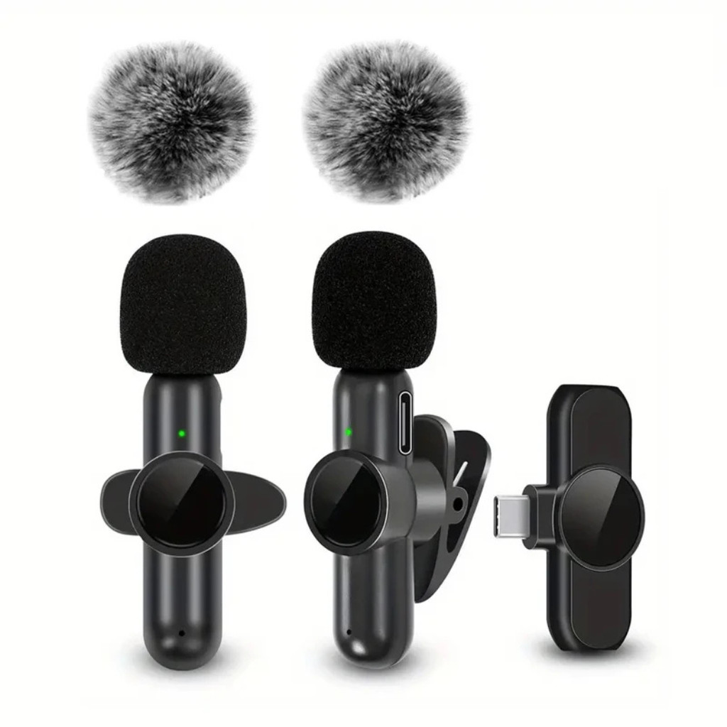 Wireless Lavalier Microphone With Windproof Cover Audio Video Recording Mini Mic
