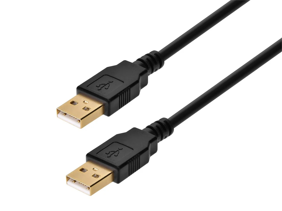 Monoprice USB-A to USB-A 2.0 Cable - 28/24AWG, Gold Plated, Black, 15ft