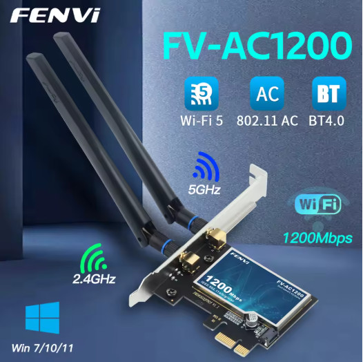Fenvi AC1200 PCIE WiFi Adapter for Desktop PC,Dual Band 2.4Ghz 5Ghz with BT4.0 