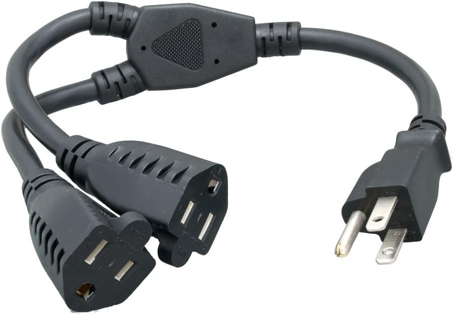Cablelera Power Cord Extension And Splitter NEMA 5-15P to NEMA 5-15R x 2 16 AWG