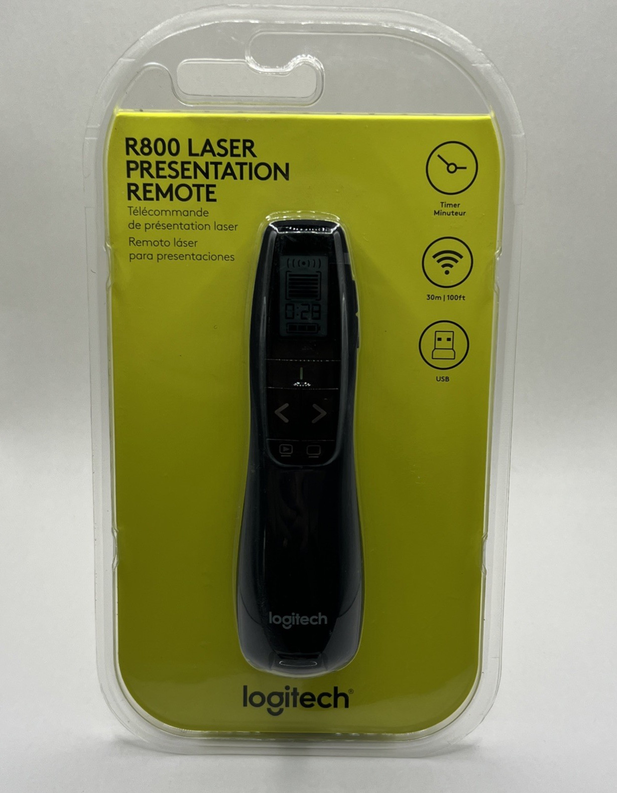 Logitech R800 Laser Presentation Remote Wireless LCD Display New in Packaging