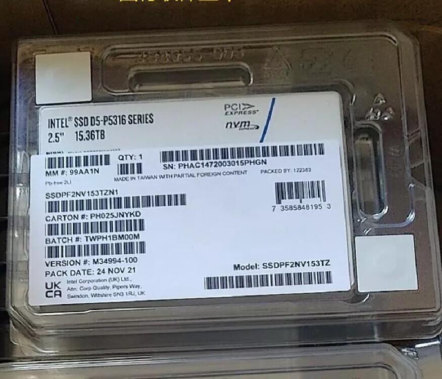 DELL 15.36TB Intel SSD P5316 Series NVME U.2 2.5" SSDPF2NV153TZ