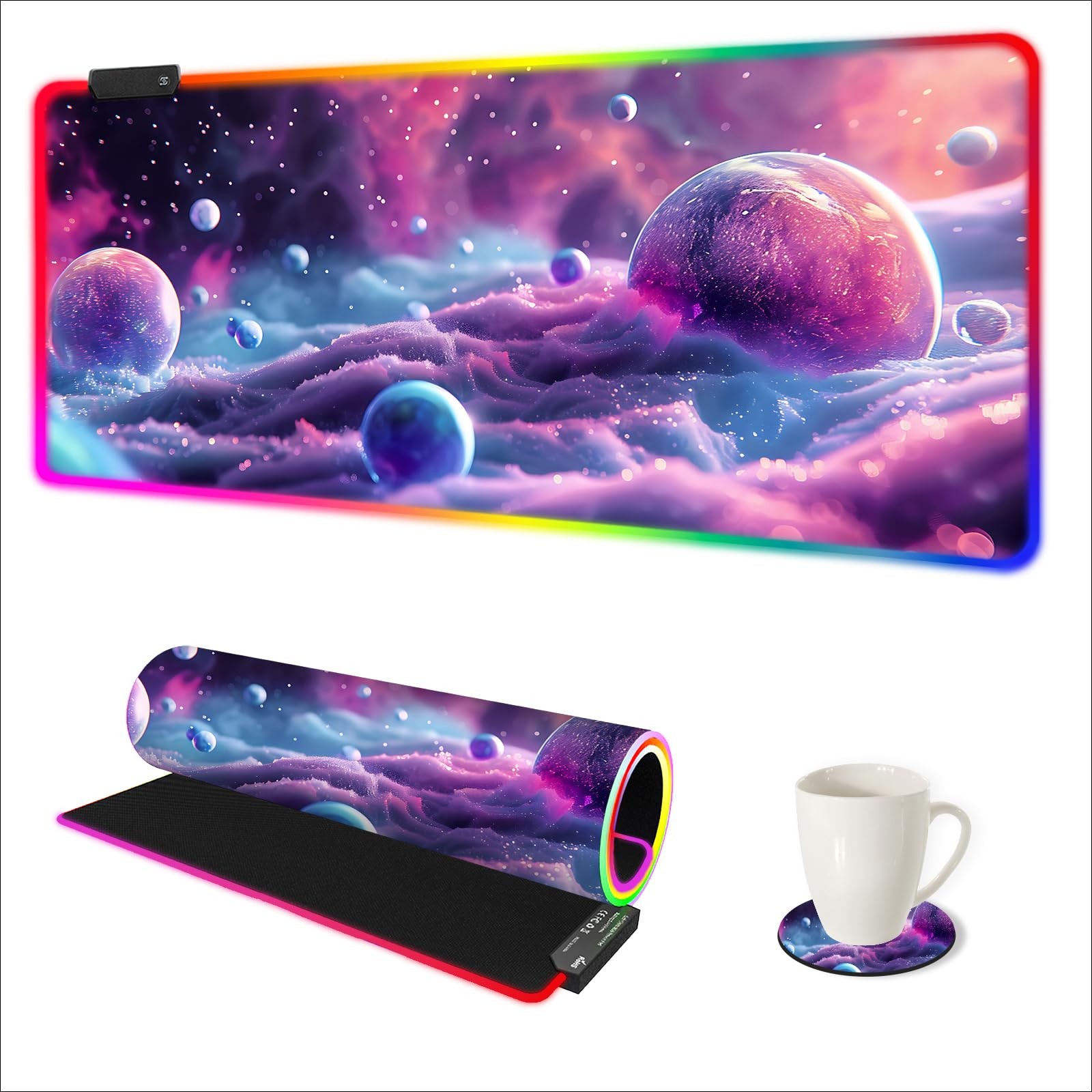 Large RGB Gaming Mouse Pad, Led Big Mouse mat with 14 Light Modes, Extended S...