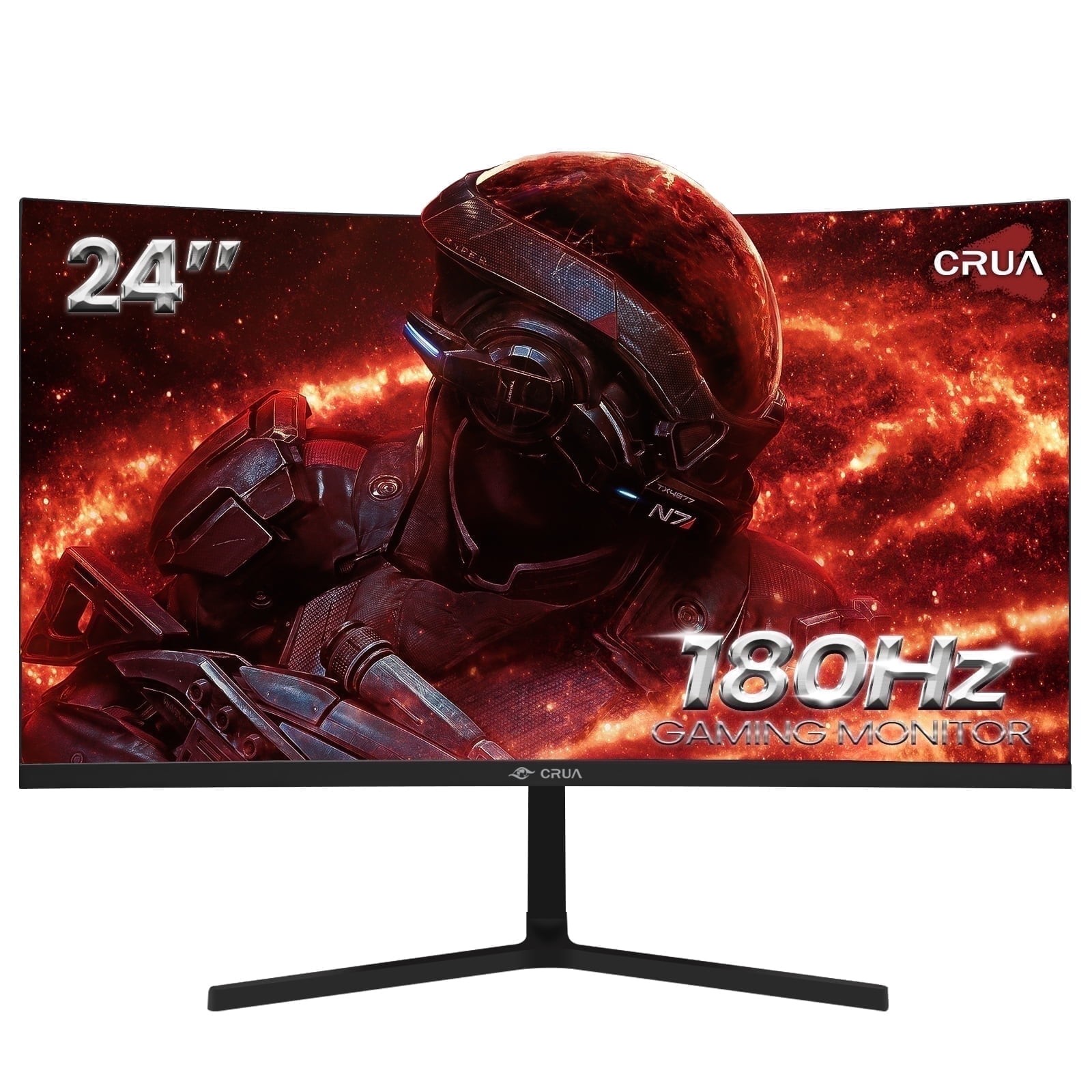CRUA Curved Gaming Monitor, 24-Inch FHD 1920x1080 VA Panel, 180Hz Refresh Rate,