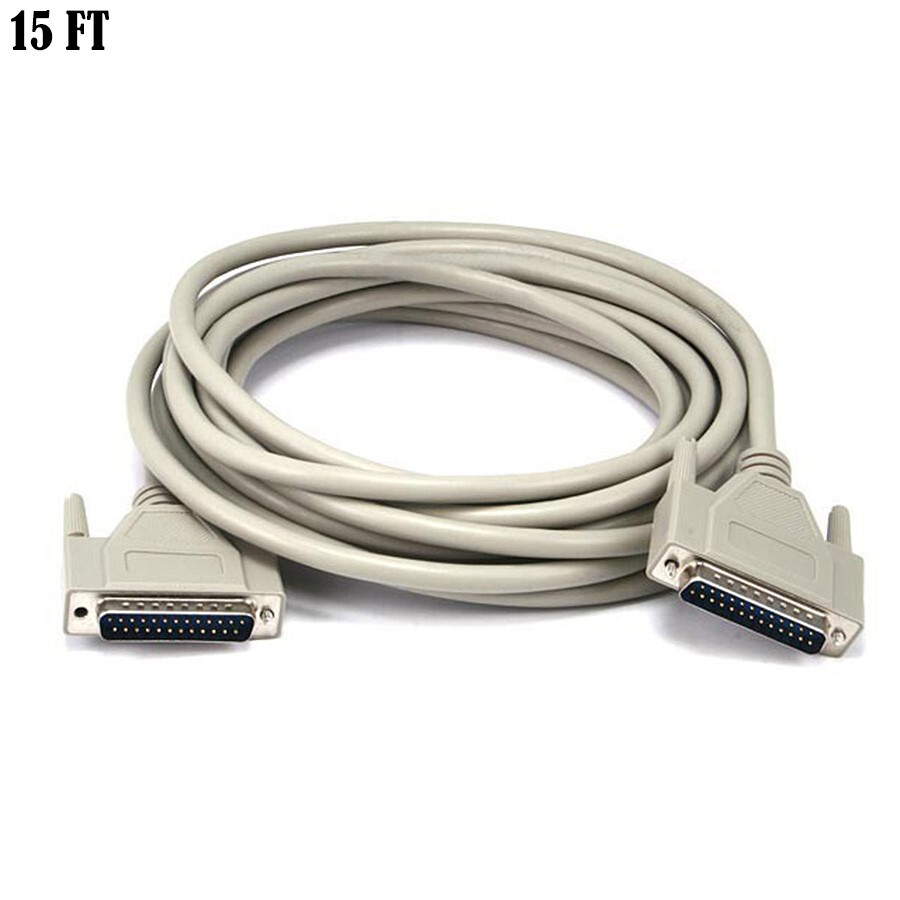 15ft DB25 DB 25 Male to Male Cable M/M IEEE-1284 Serial RS232 25pin Molded