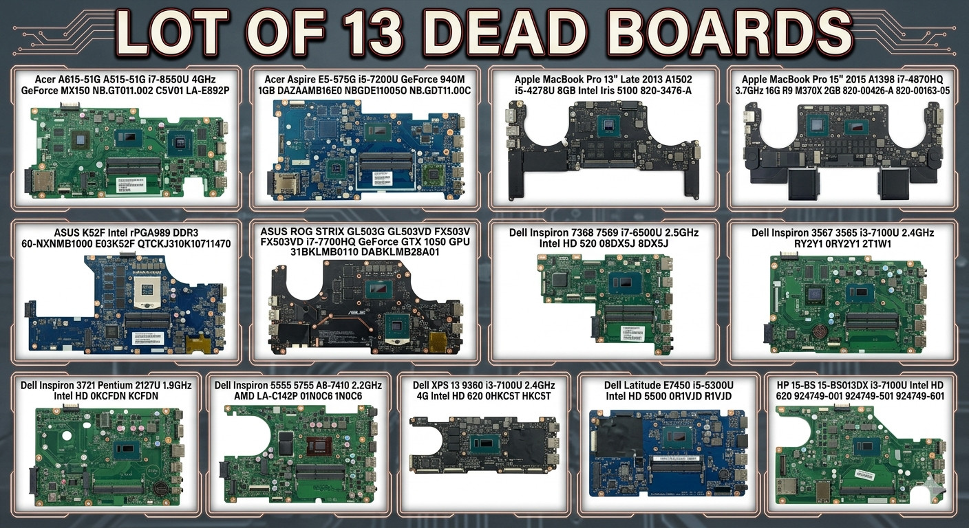 ❎ Lot of 13 Laptop Motherboards i7 8550U 7700HQ 7200U 7100U 6500U 5300U 4870HQ