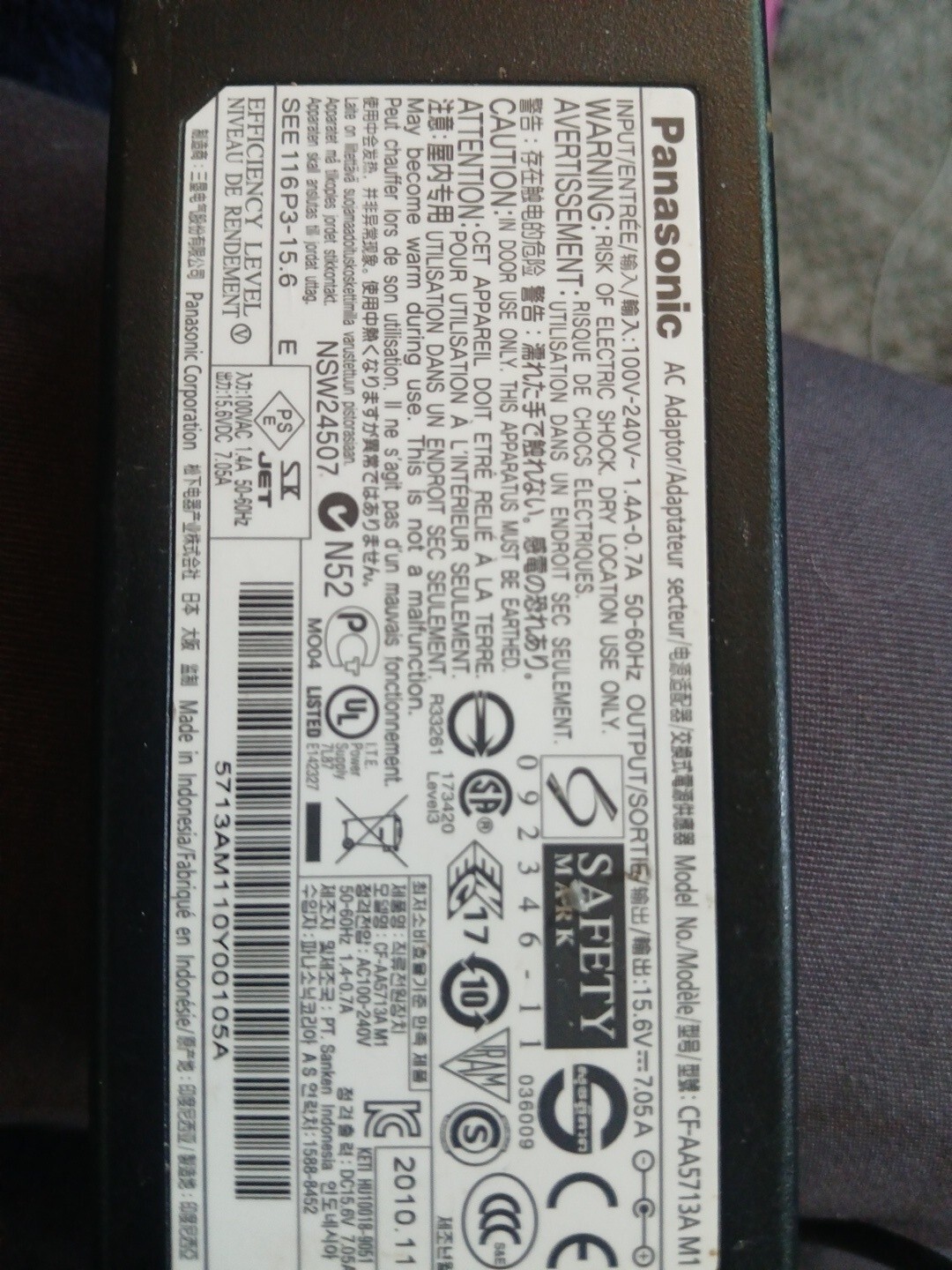 110W Genuine CF-AA5713A AC Charger for Panasonic CF-31 CF-53 CF-52 CF-19 Adapter