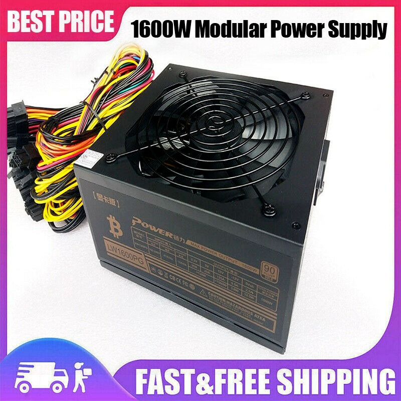1600W Power Supply For GPU Eth Rig Ethereum Coin Mining Miner 90 Gold