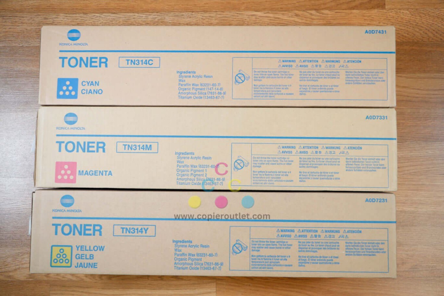 Genuine Konica Minolta TN314 CMY Toner Cartridge BizHub C353/C353P Same Day Ship