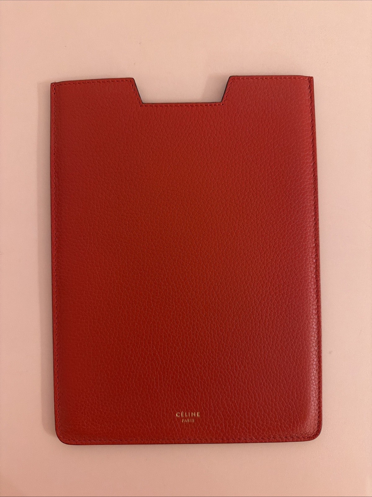 NEW Celine Red Leather iPad Mini Tablet Sleeve Pouch Bag 6”x8”