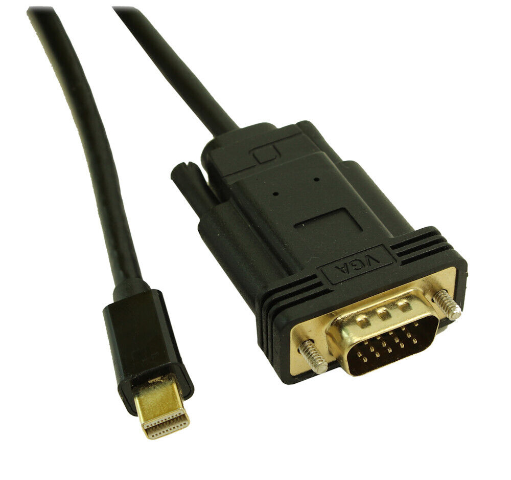 6ft Mini DisplayPort to VGA MALE Cable 32AWG Gold Plated  Black