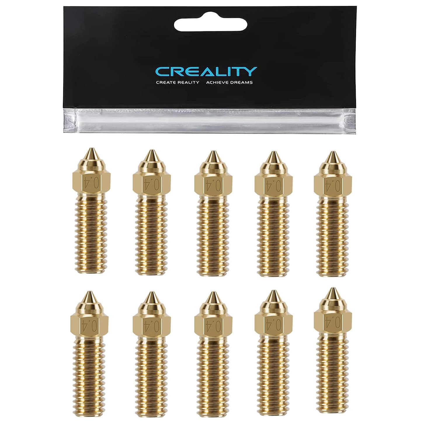 Creality 10PCS K1 Brass Nozzles Kit, 3D Printer 10PCS High Speed 0.4Mm Nozzles