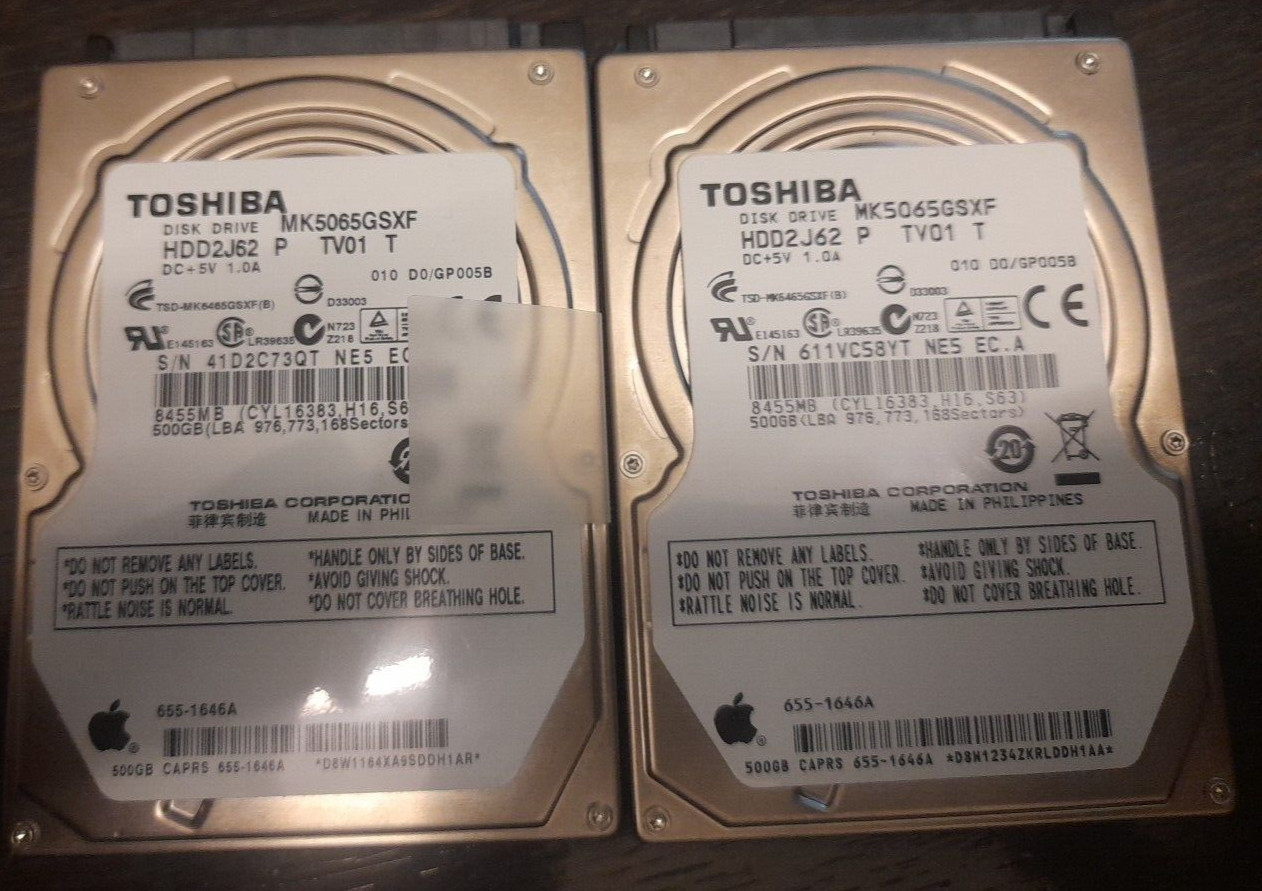 Apple 2.5" HDD TOSHIBA 500GB MK5065GSXF 655-1646A APPLE