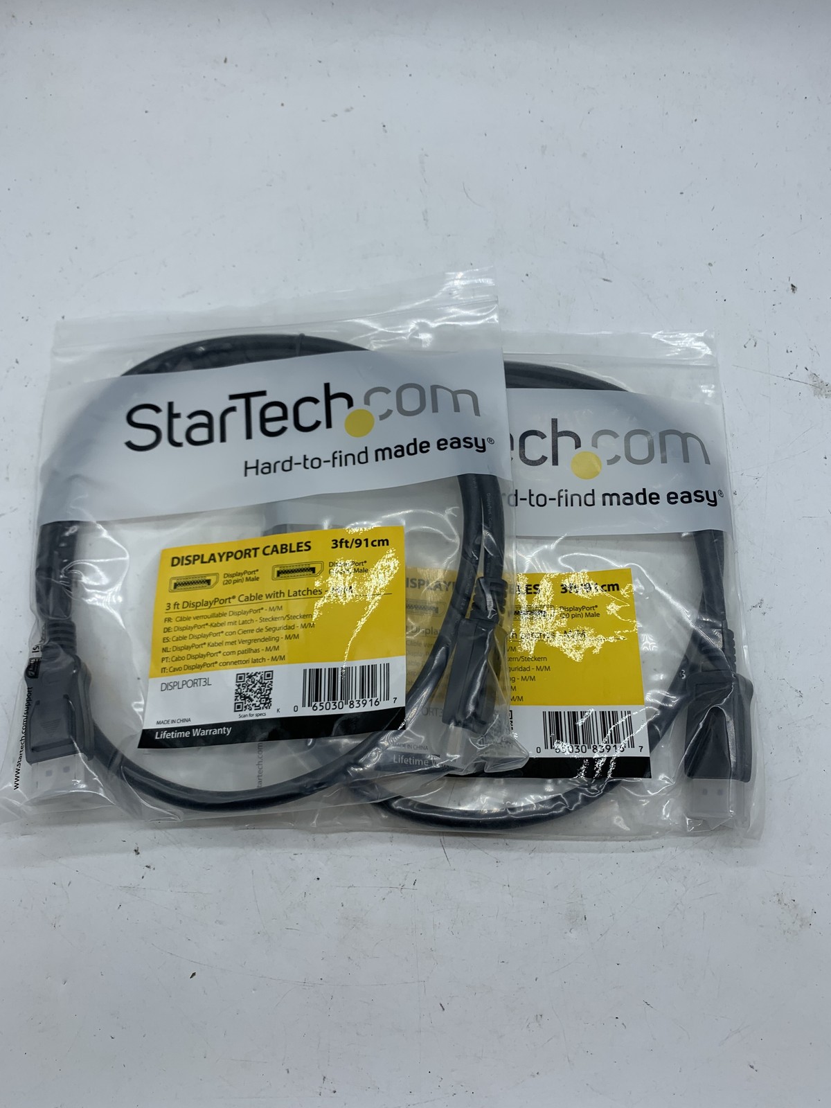 LOT OF 2 NEW SEALED StarTech DISPLPORT3L 3ft DisplayPort Cable ~ FREE S/H