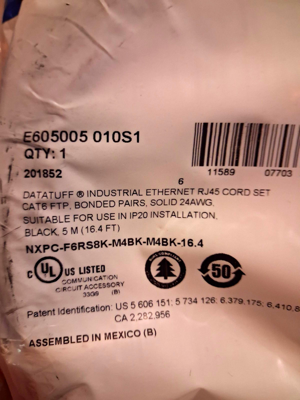 Belden Cat6 FTP Industrial Ethernet Cable RJ45 to RJ45 16.4 ft Black