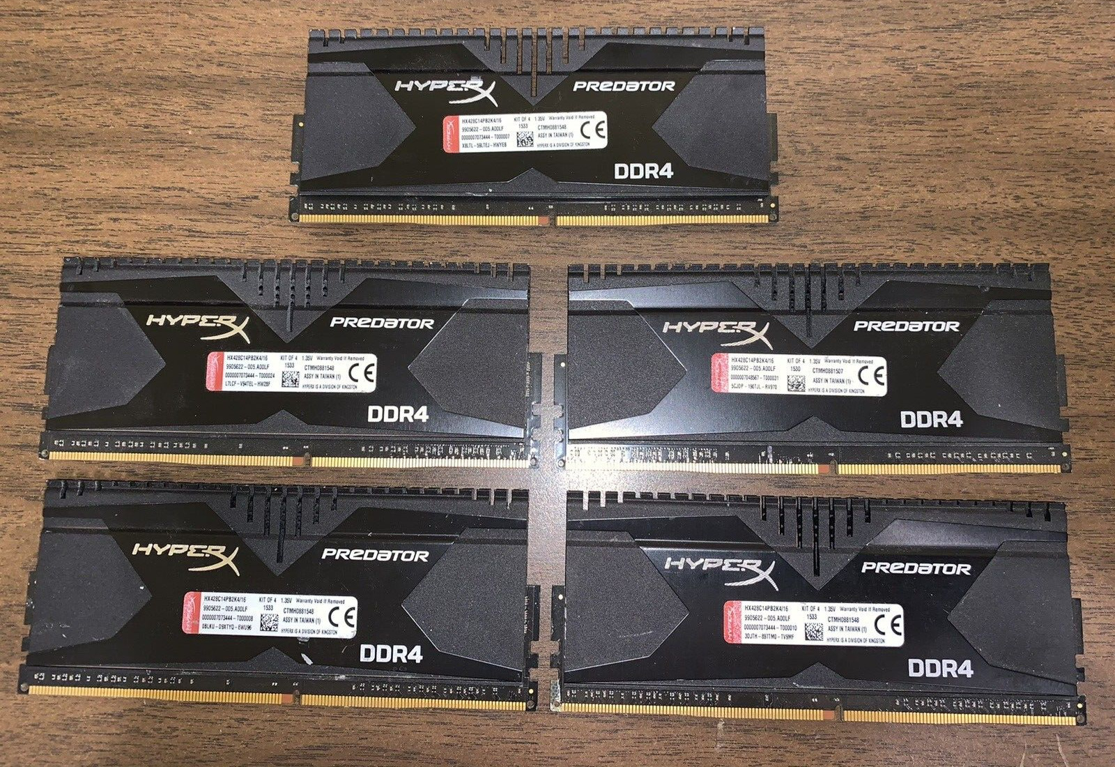 Lot of 5: 16GB  Kingston + 4GB HyperX Predator Black DDR4 DIMM Gaming RAM Memory