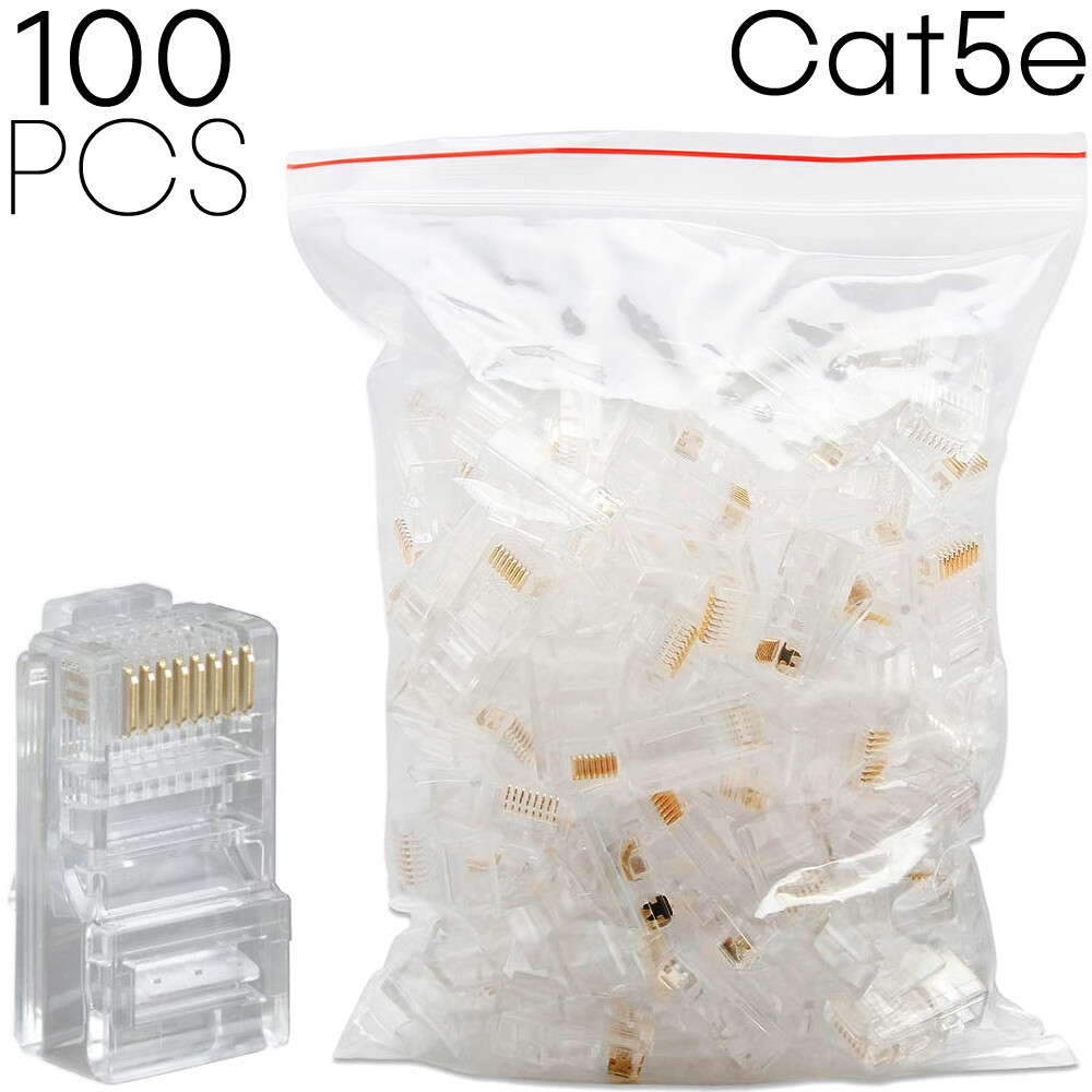 100pcs RJ45 Modular Plugs 8P8C Cat5e Cat6 Ethernet Cable Connector End Plug
