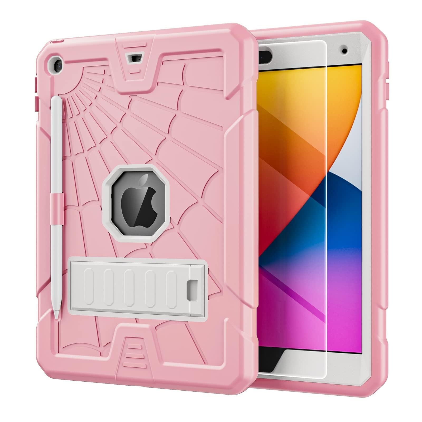 iPad 10.2 9th Gen 2021 Case Heavy Duty Cover Tempered Glass Armor Shockproof