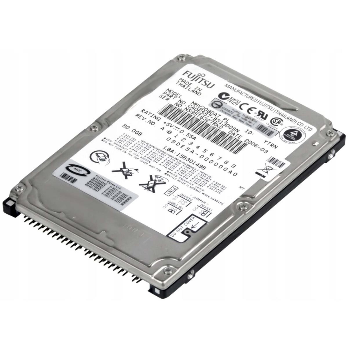 Hard Disk HDD IDE PATA 2.5" 80GB Laptop Computer PC Fujitsu MHV2080AT
