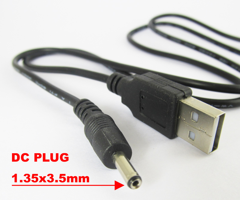 1 set USB 2.0 A Male Plug to 1.35 x 3.5mm DC Plug 5V DC Power Cable 3FT/1M