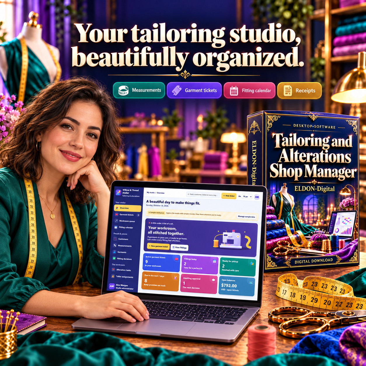 Tailoring and Alterations Shop Manager USB Card Multi User Software Windows Mac