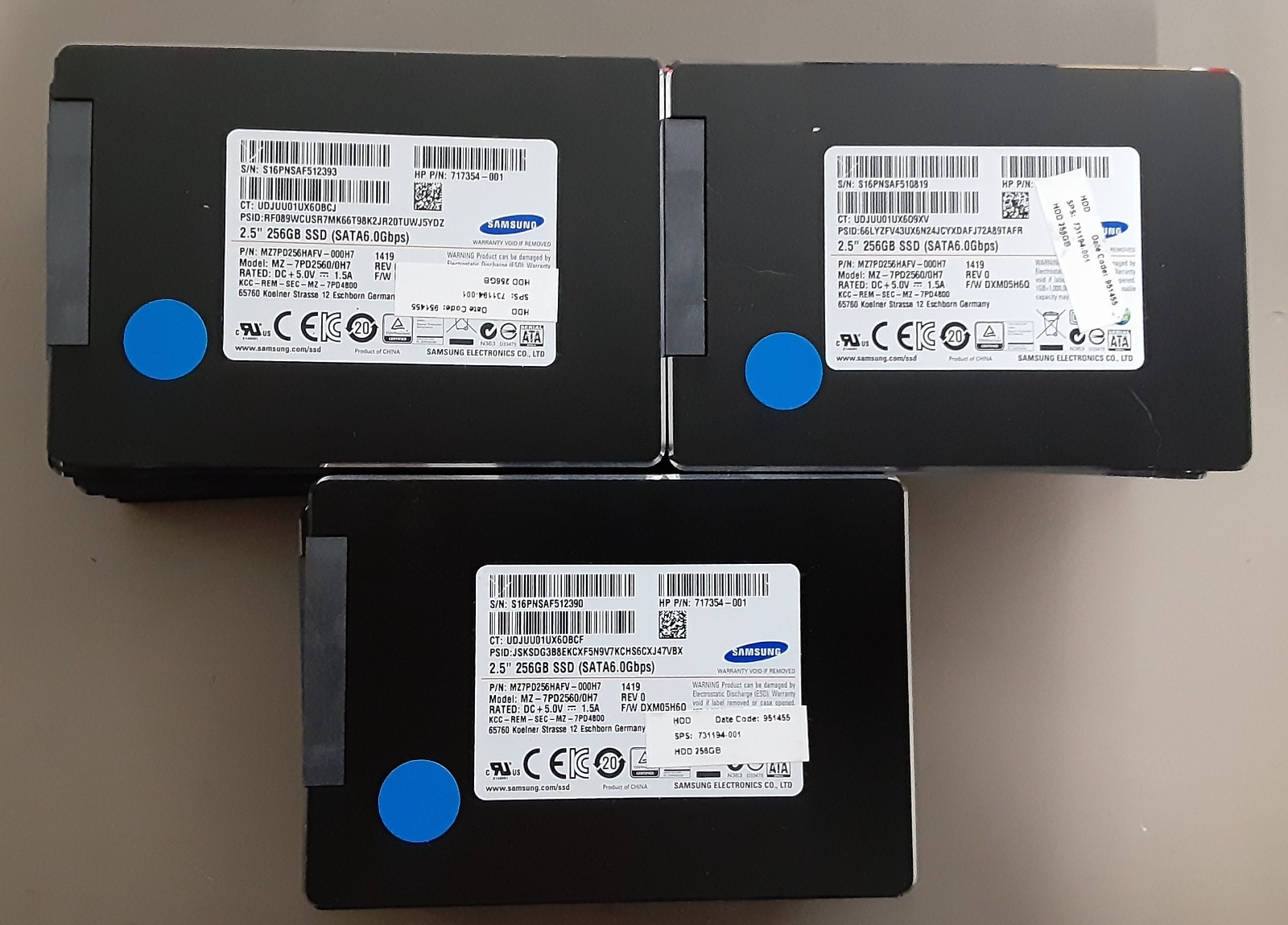 *LOT OF 15* Samsung 256 GB 2.5" SATA SSDs | MZ-7PD2560