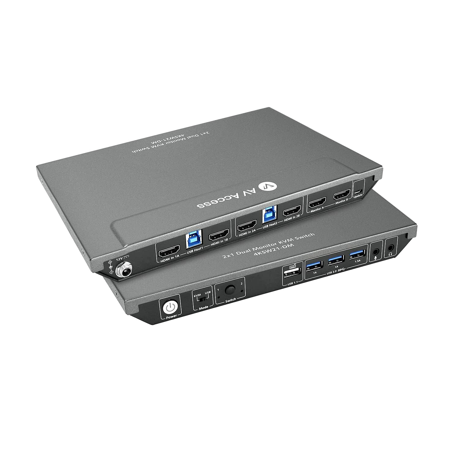 4K@60Hz KVM Switch for 2 Computers & 2 Monitors | USB 3.0 | EDID Emulation 3.5mm